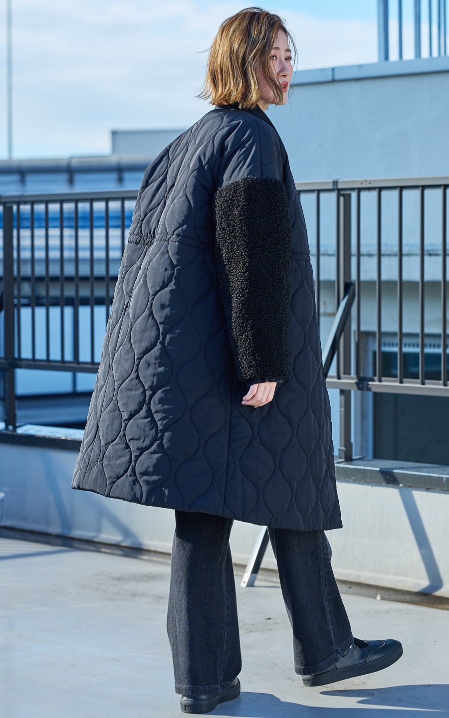 SOMETHING hiver BODY FIRE 裏起毛 ベイカーワイドデニムパンツ